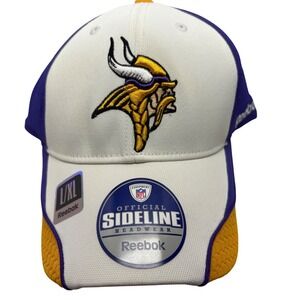 NEW Embroidered Jersey Reebok Vikings Hat NFL Sideline Headwear Cap Fitted L/XL‎